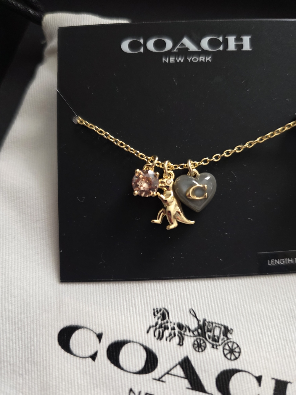 NWT- Coach Gold ToneD Rexy Charm Necklace